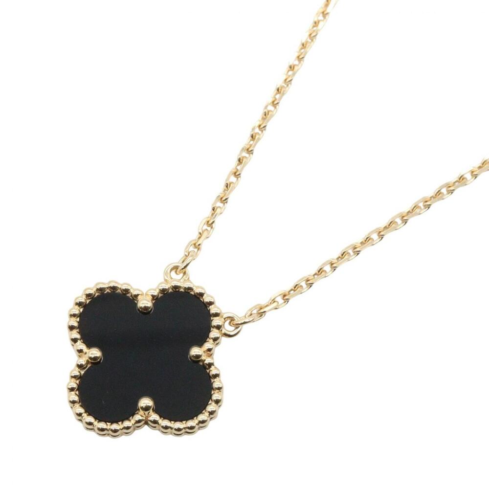Van Cleef & Arpels Vintage Alhambra Onyx Necklace, 18K (Yellow Gold), Onyx, W...